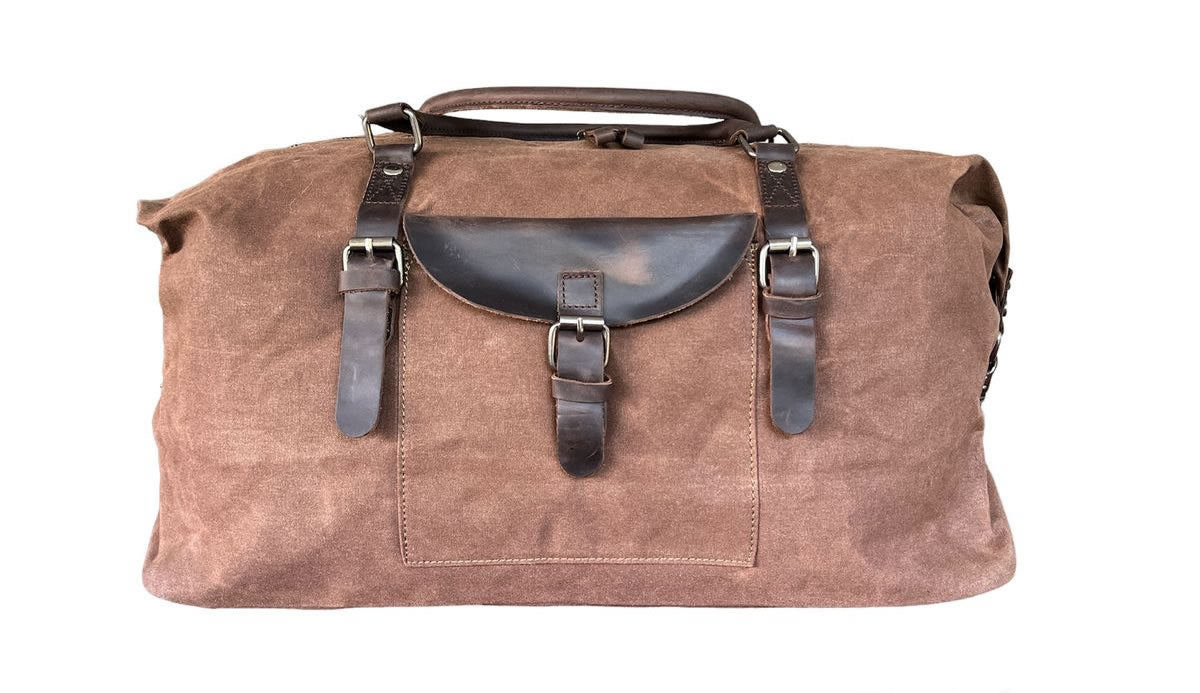 Waxed Canvas and Genuine Leather Duffel Bag